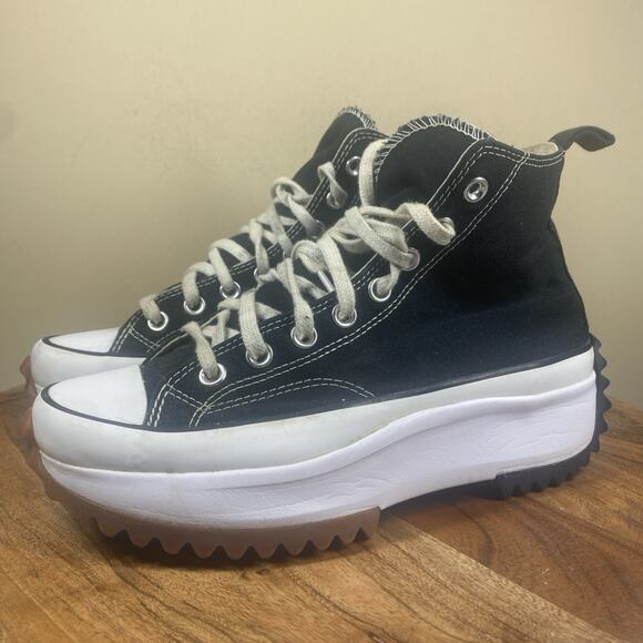 Converse Run Star Hike Womens Black And White Size 8.5 High Top Shoes Sneakers - Picture 2 of 8